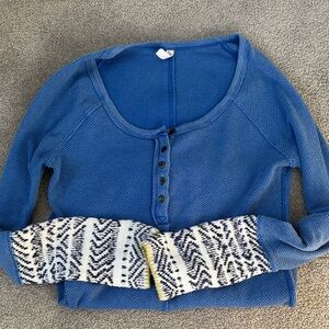 Free People Waffle Knit sweater sleeve top L